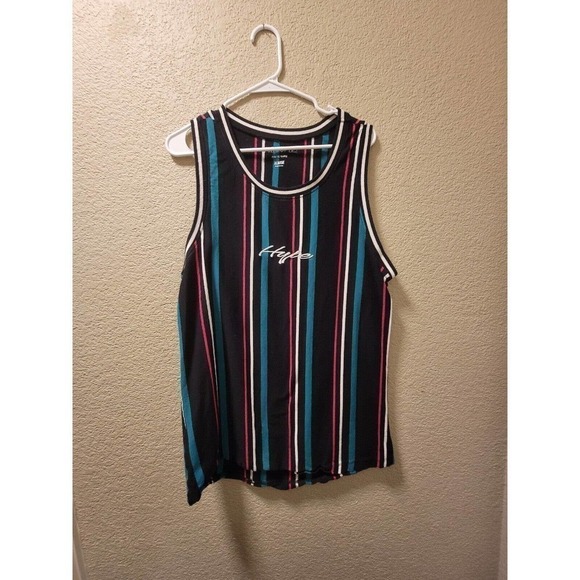 Vox Populi Men's Multi-Color Striped "Hype" Sleeveless T-Shirt size XL - Picture 1 of 6